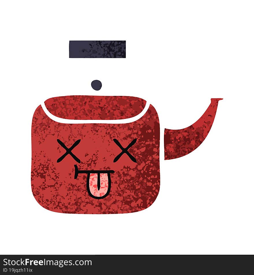 retro illustration style cartoon of a kettle