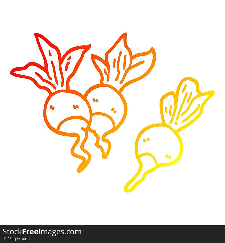 warm gradient line drawing cartoon healthy radish