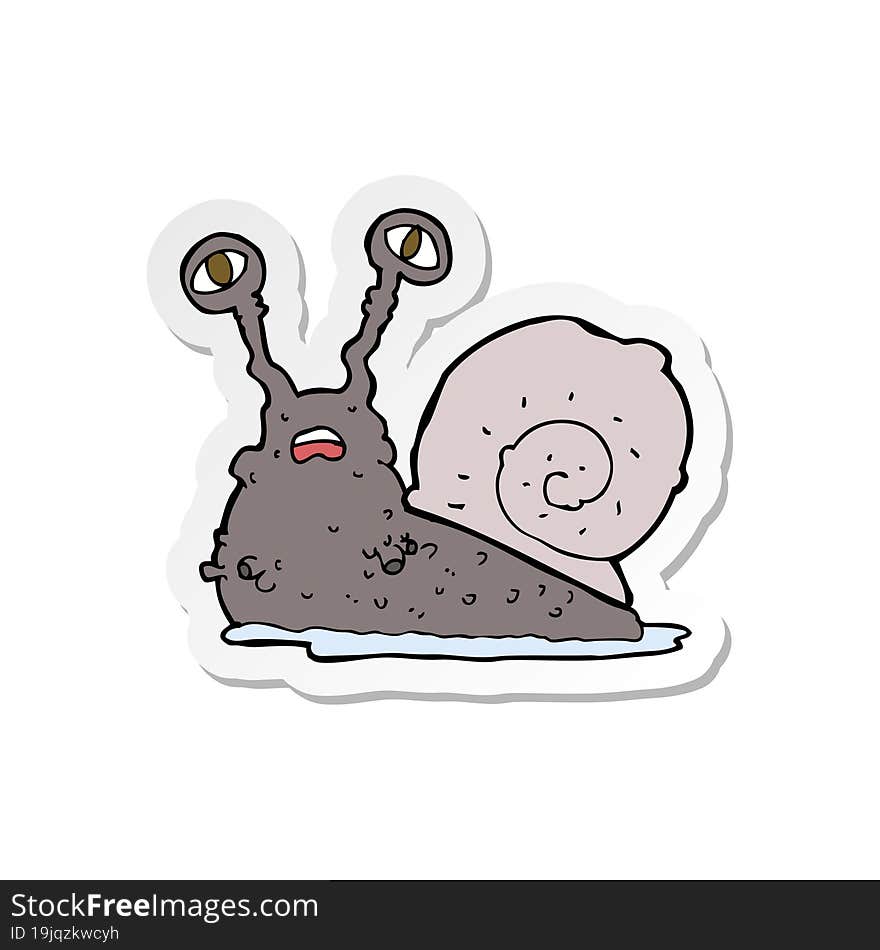 sticker of a cartoon gross snail