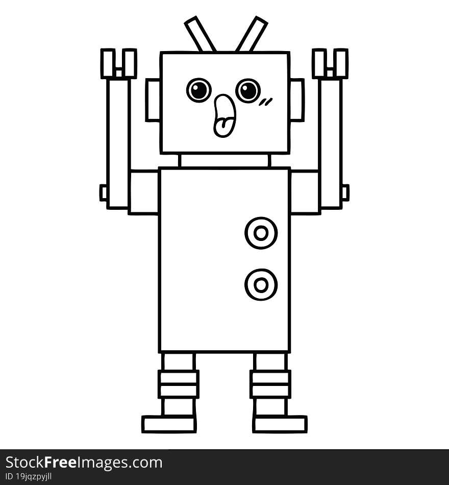 Line Drawing Cartoon Robot