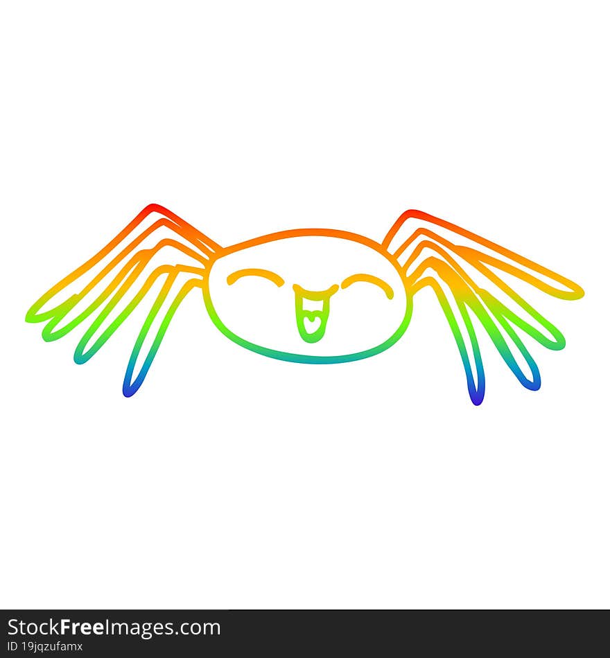 rainbow gradient line drawing happy cartoon spider