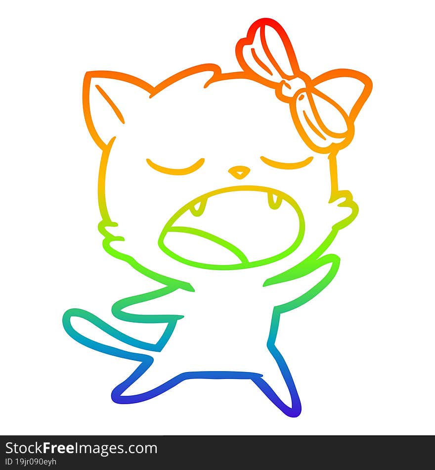 rainbow gradient line drawing cartoon singing cat