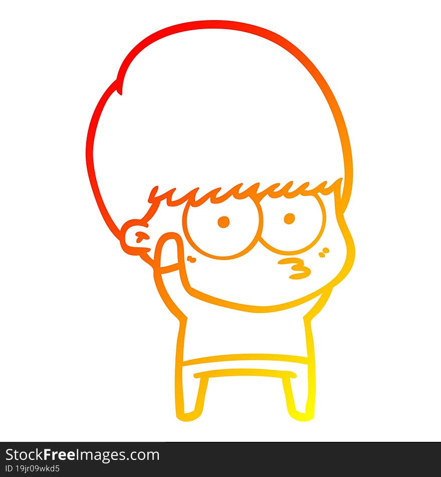 warm gradient line drawing nervous cartoon boy