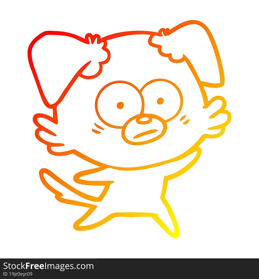 warm gradient line drawing nervous dog cartoon