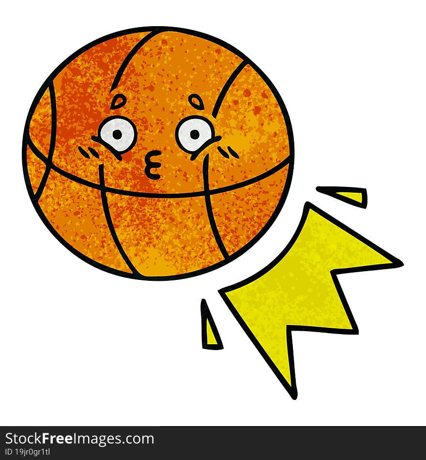 retro grunge texture cartoon of a basketball