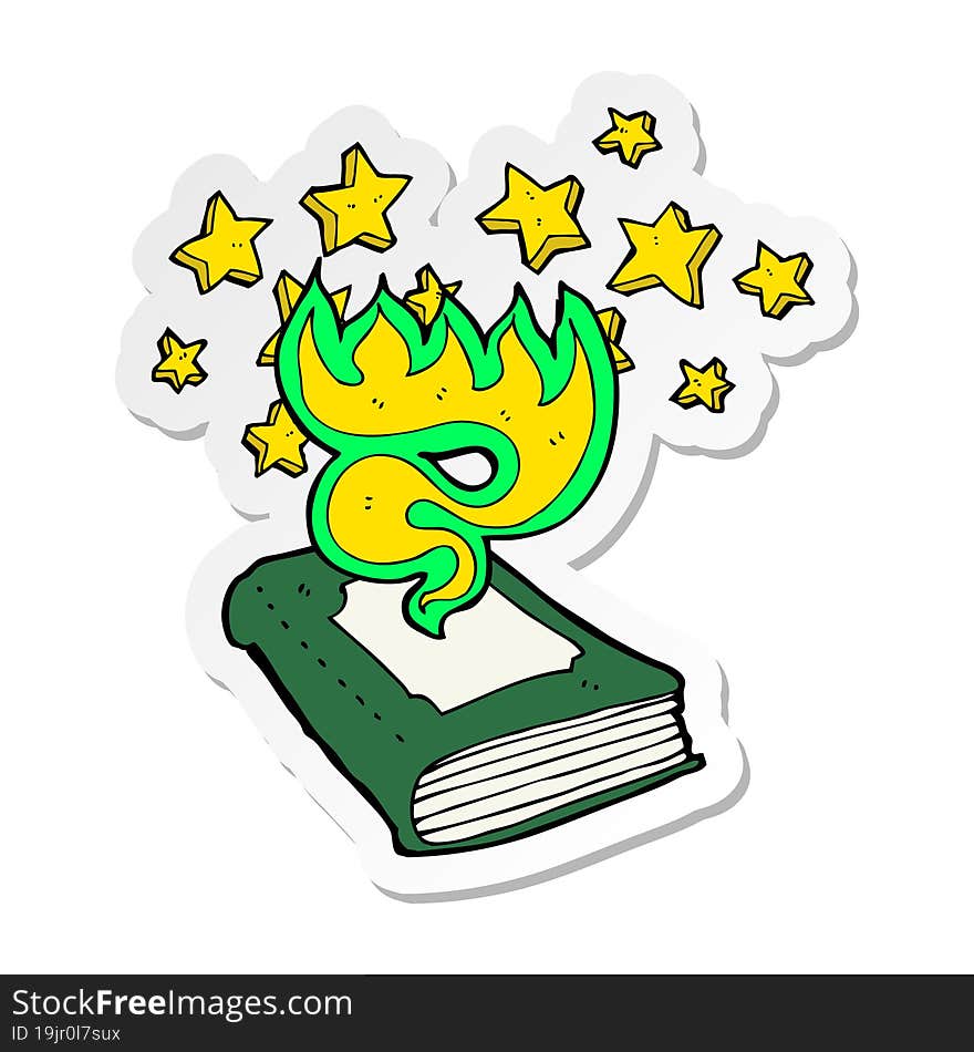 sticker of a cartoon magical spell book