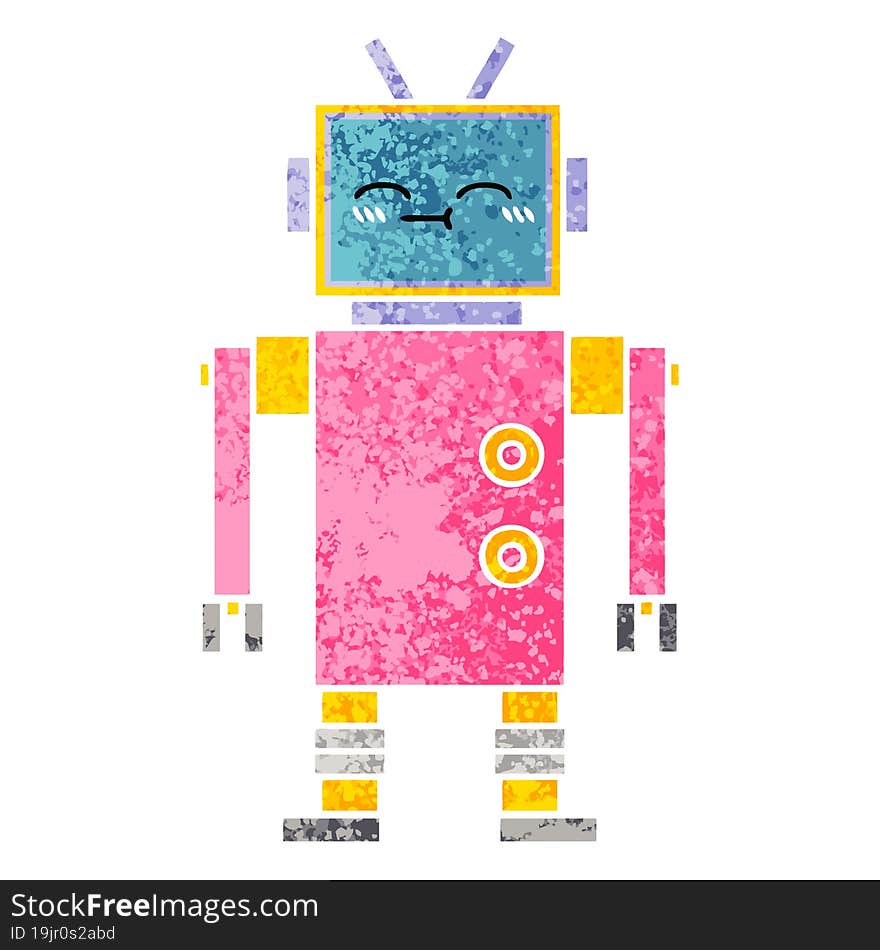 Retro Illustration Style Cartoon Robot