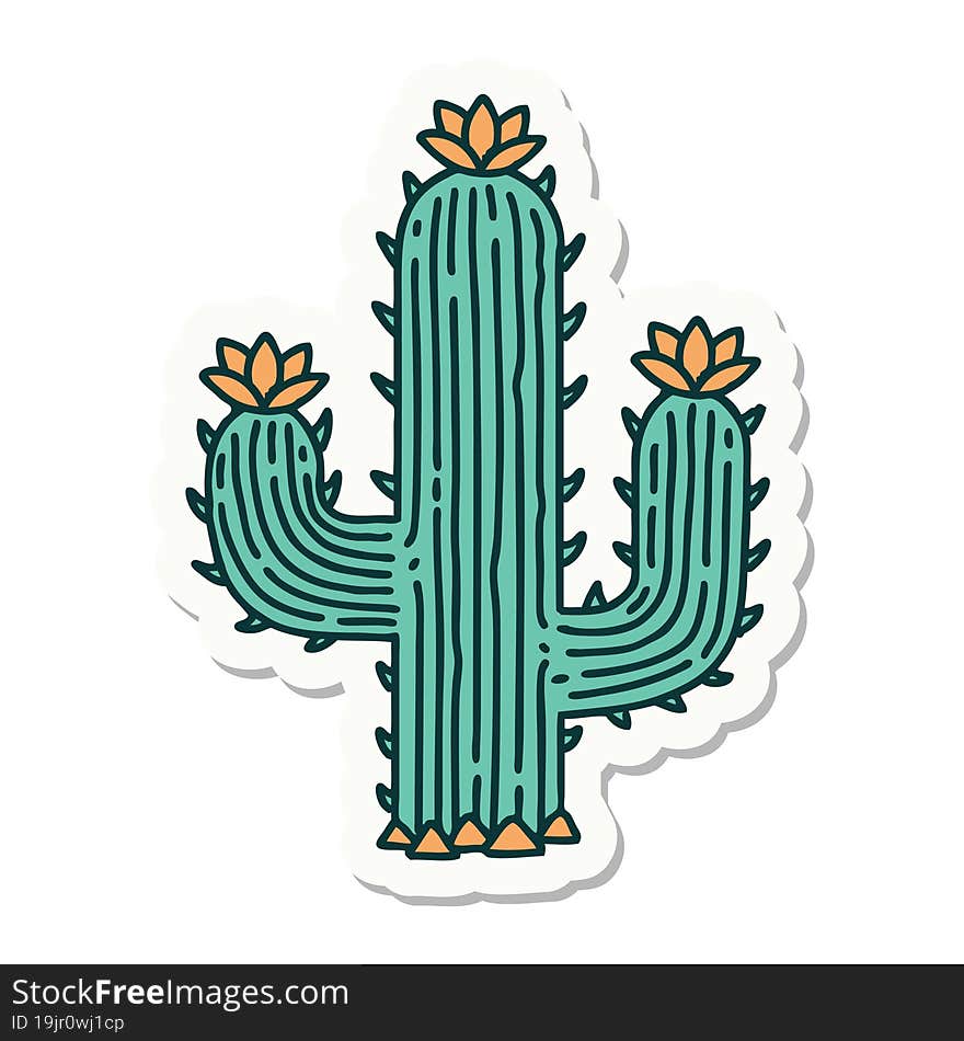 tattoo style sticker of a cactus