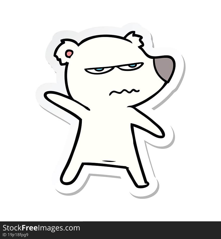 Sticker Of A Angry Bear Polar Cartoon Pointing