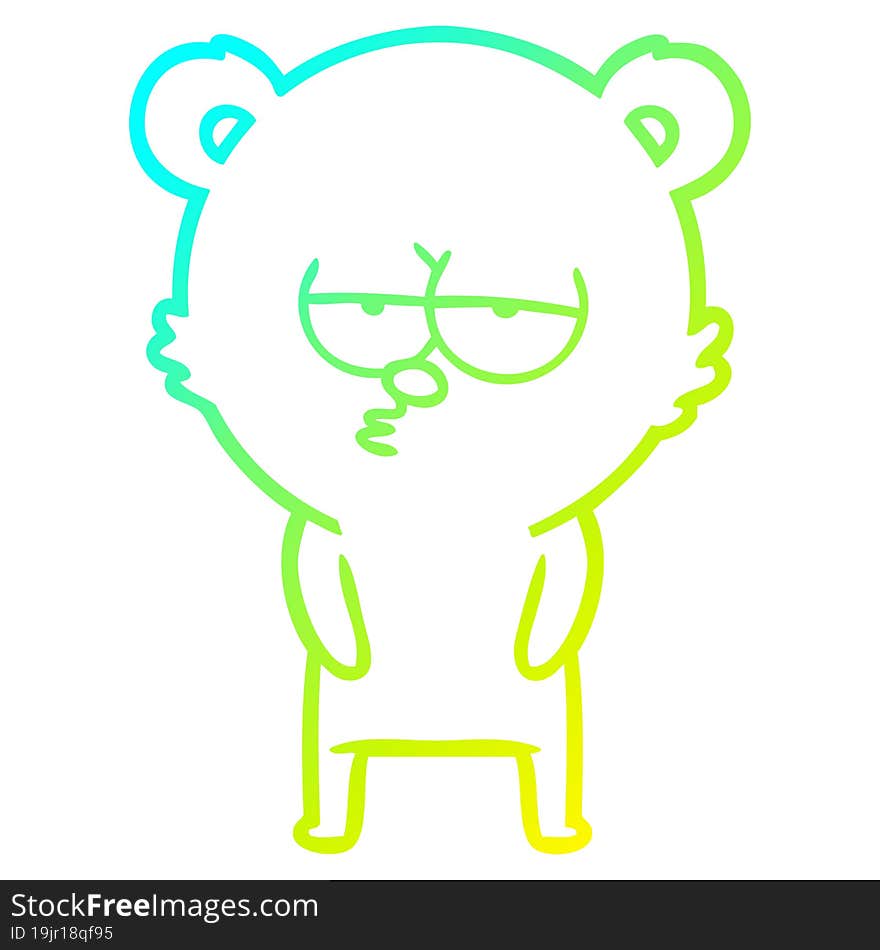 cold gradient line drawing bored polar bear cartoon