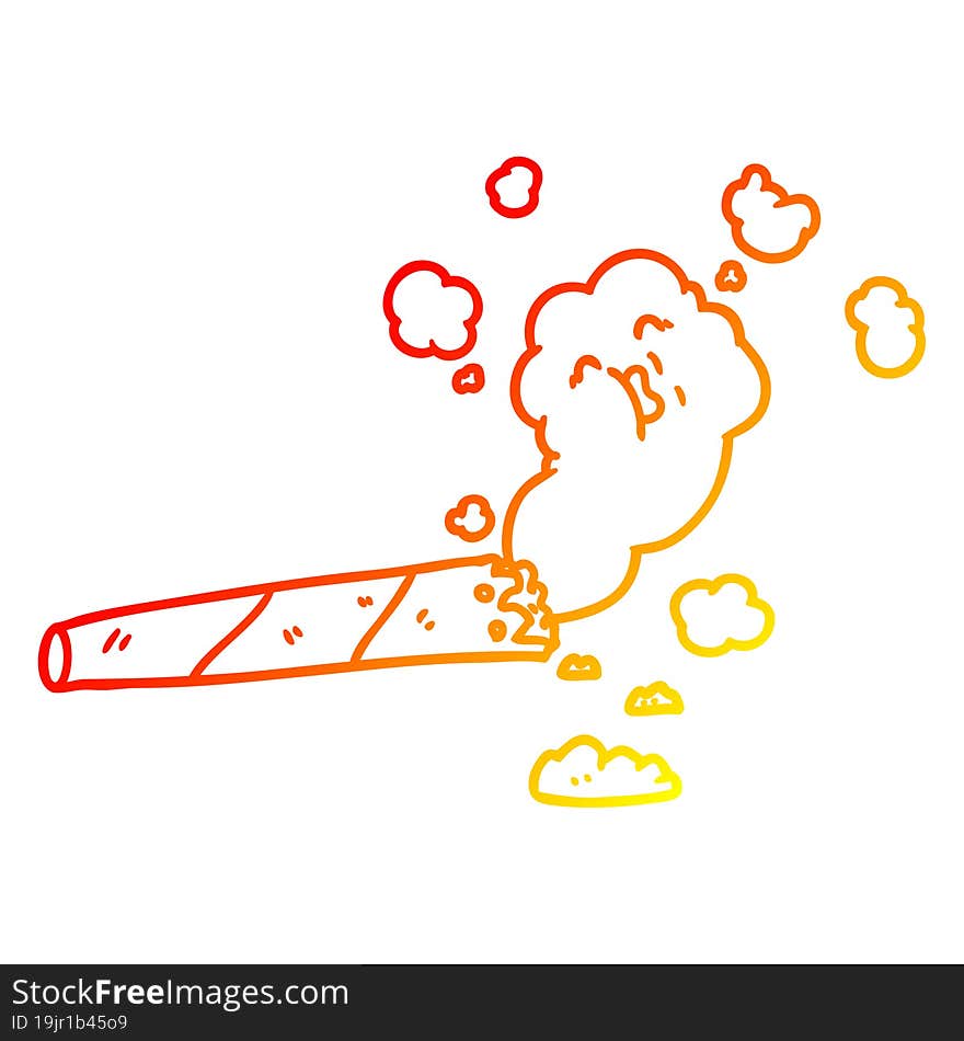 Warm Gradient Line Drawing Cartoon Smoking Cigarette