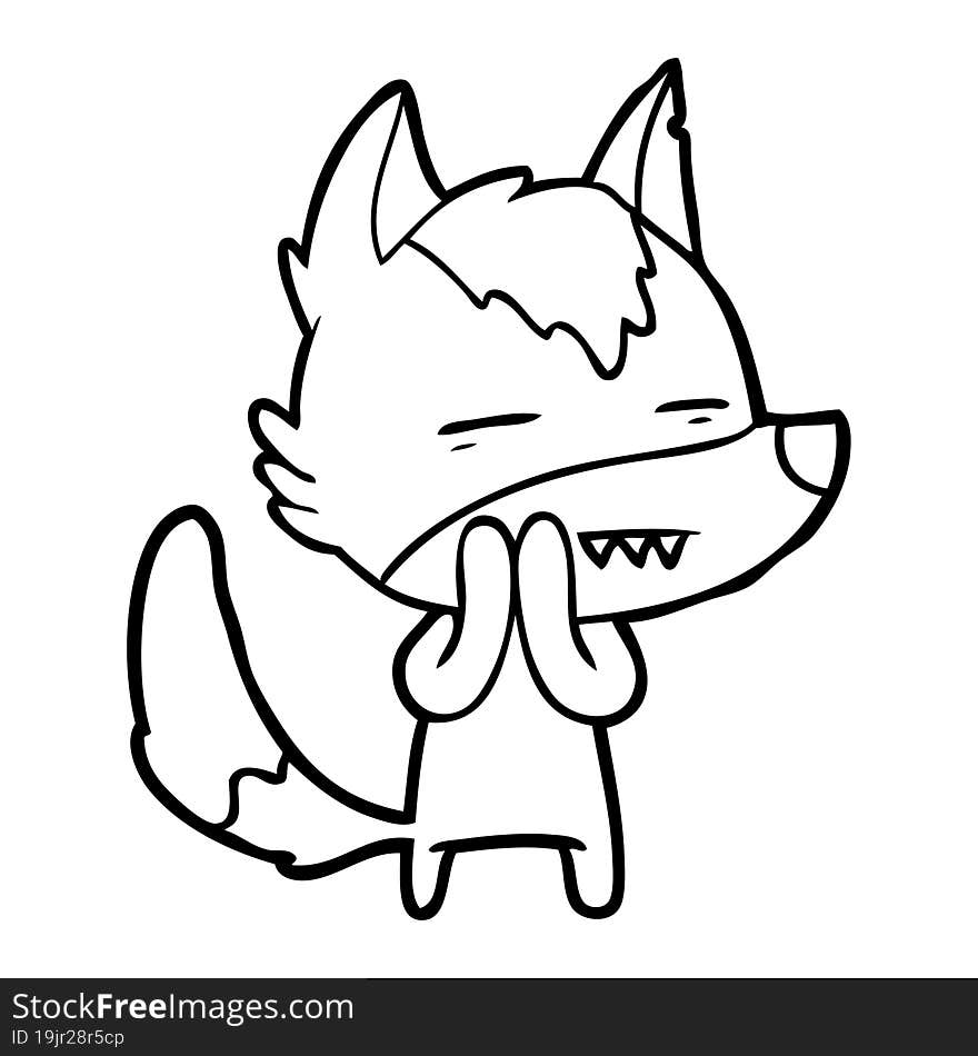 cartoon wolf showing teeth. cartoon wolf showing teeth