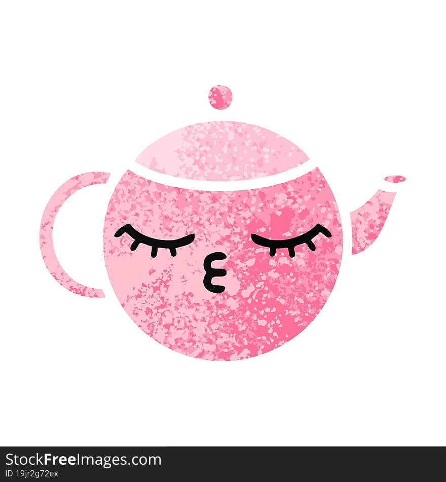 retro illustration style cartoon teapot