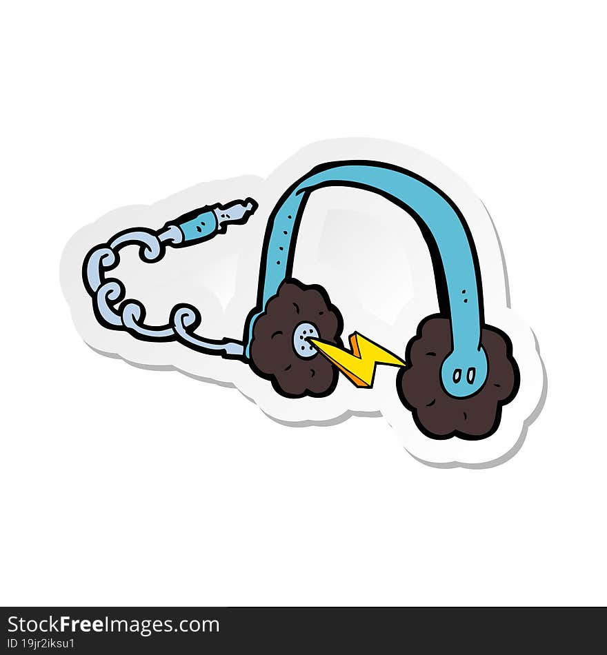 sticker of a cartoon headphones