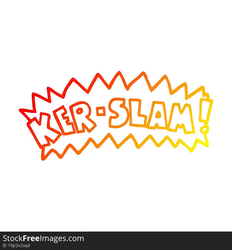 warm gradient line drawing of a cartoon word ker-slam