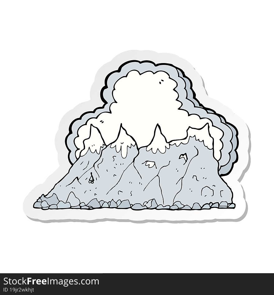 sticker of a cartoon mountain range
