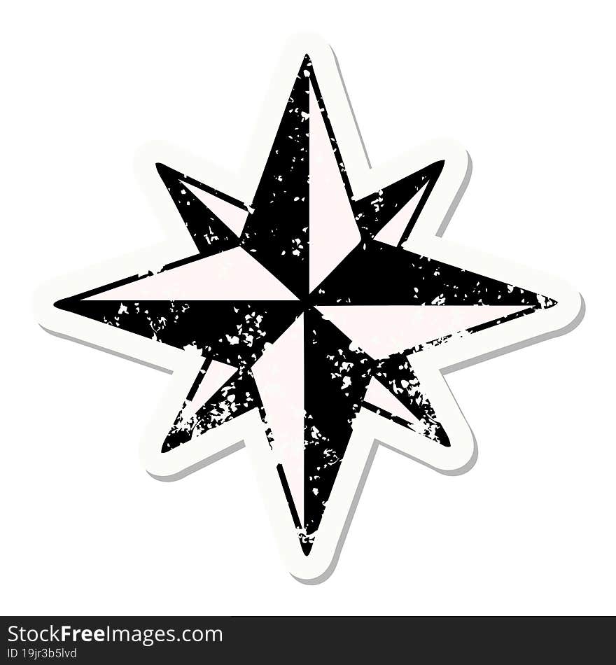 traditional distressed sticker tattoo of a star