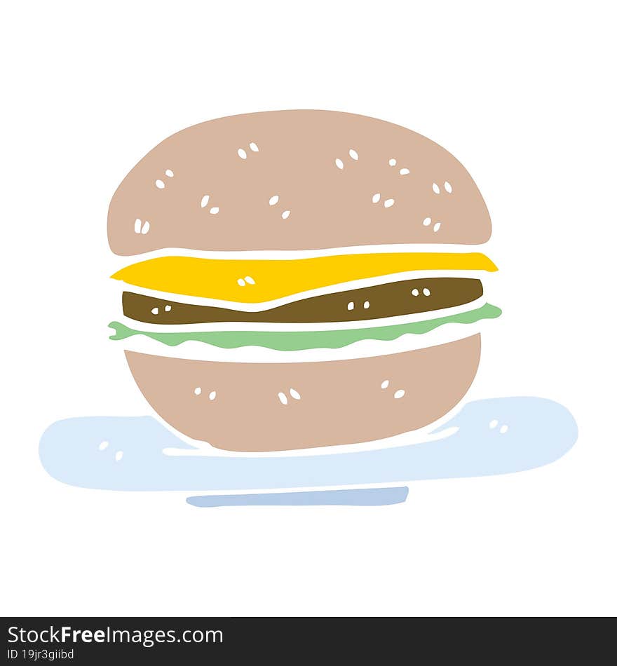 flat color illustration cartoon burger