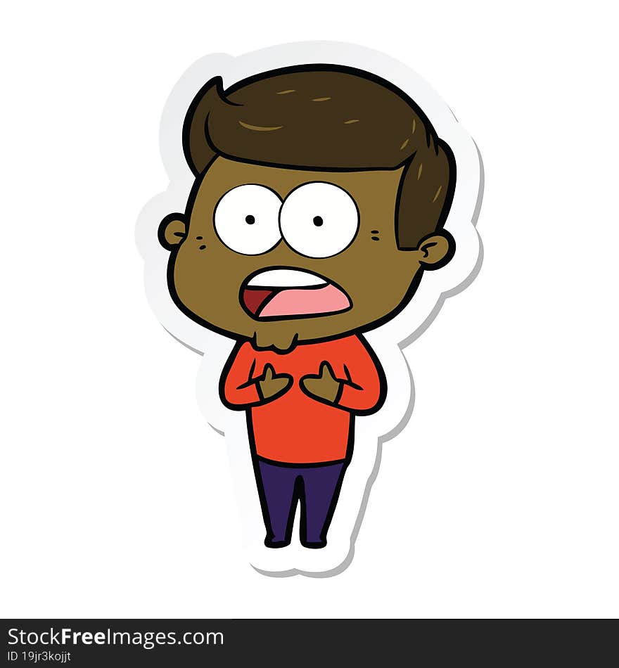 sticker of a cartoon shocked man