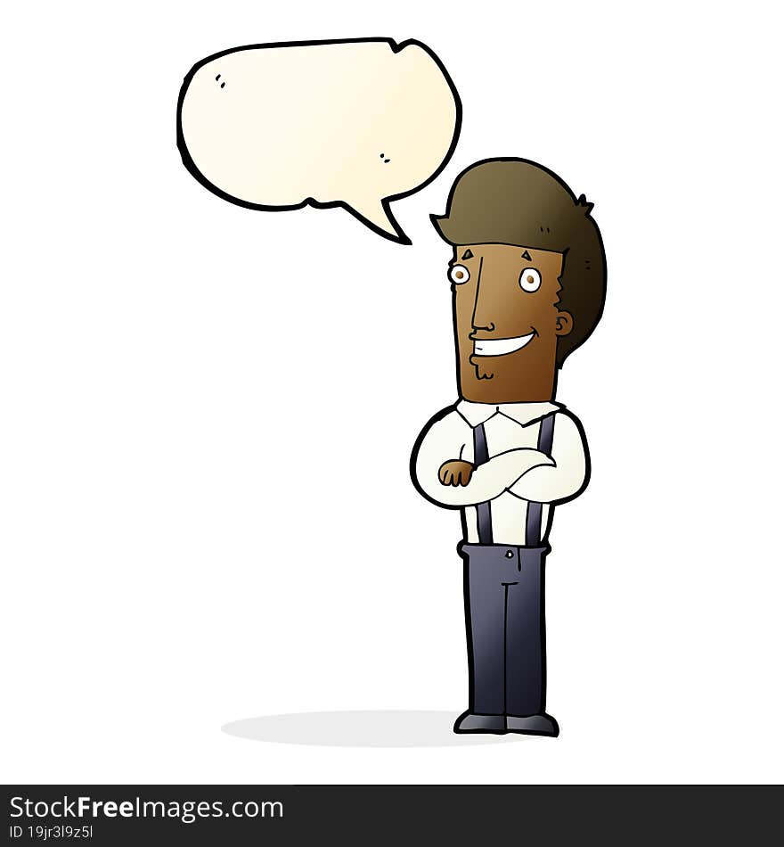 cartoon proud man with speech bubble