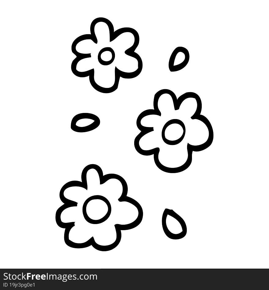 black and white cartoon flower heads