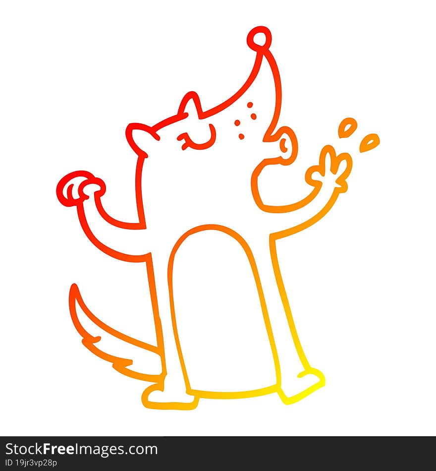 warm gradient line drawing cartoon whistling wolf