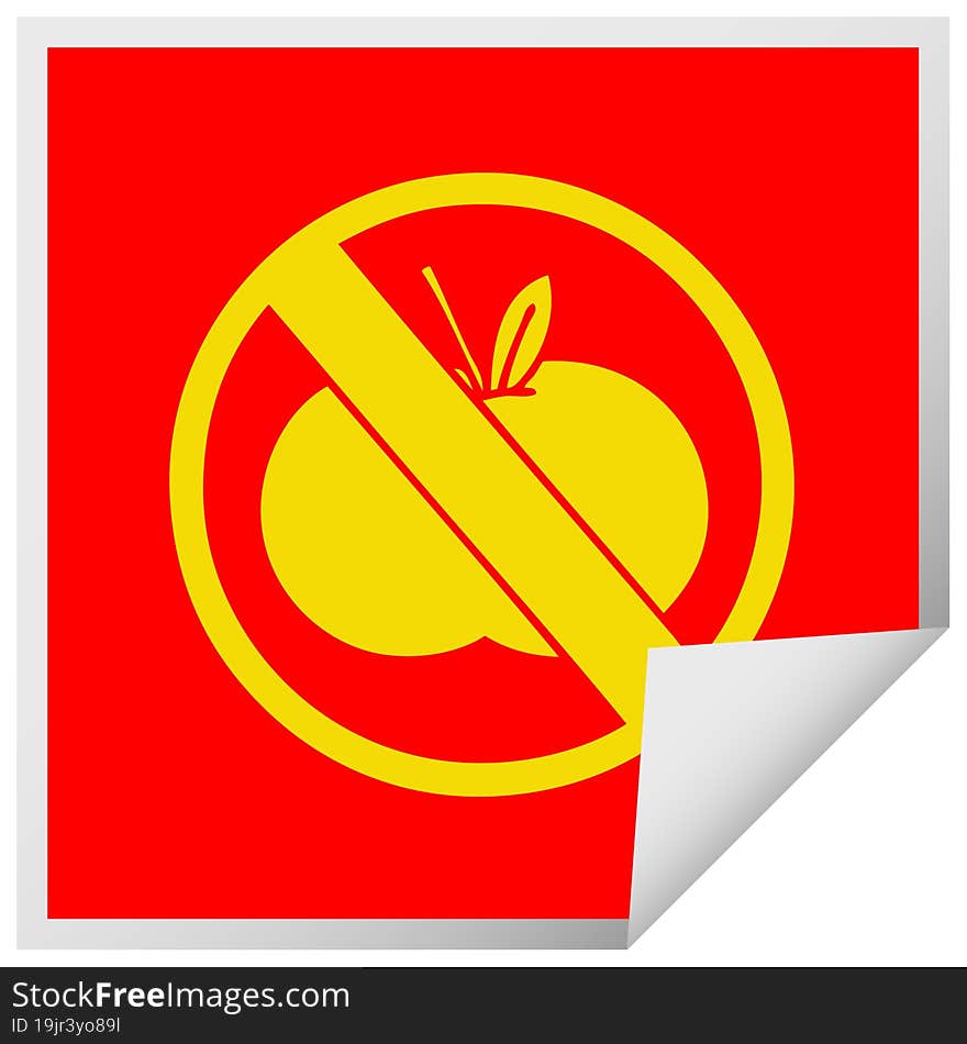 Square Peeling Sticker Cartoon No Fruit Allowed Sign