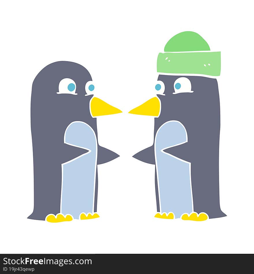 flat color illustration of penguins. flat color illustration of penguins