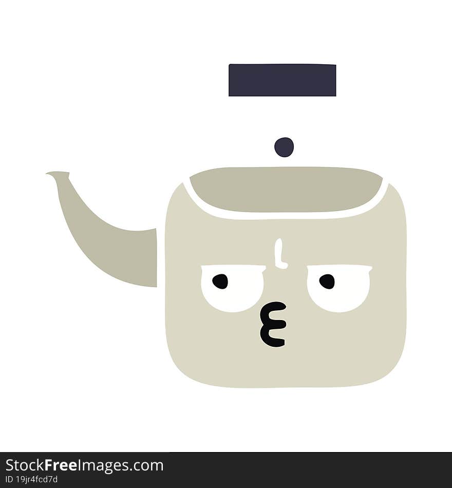 flat color retro cartoon of a kettle