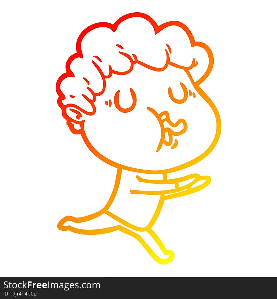 Warm Gradient Line Drawing Cartoon Man Singing