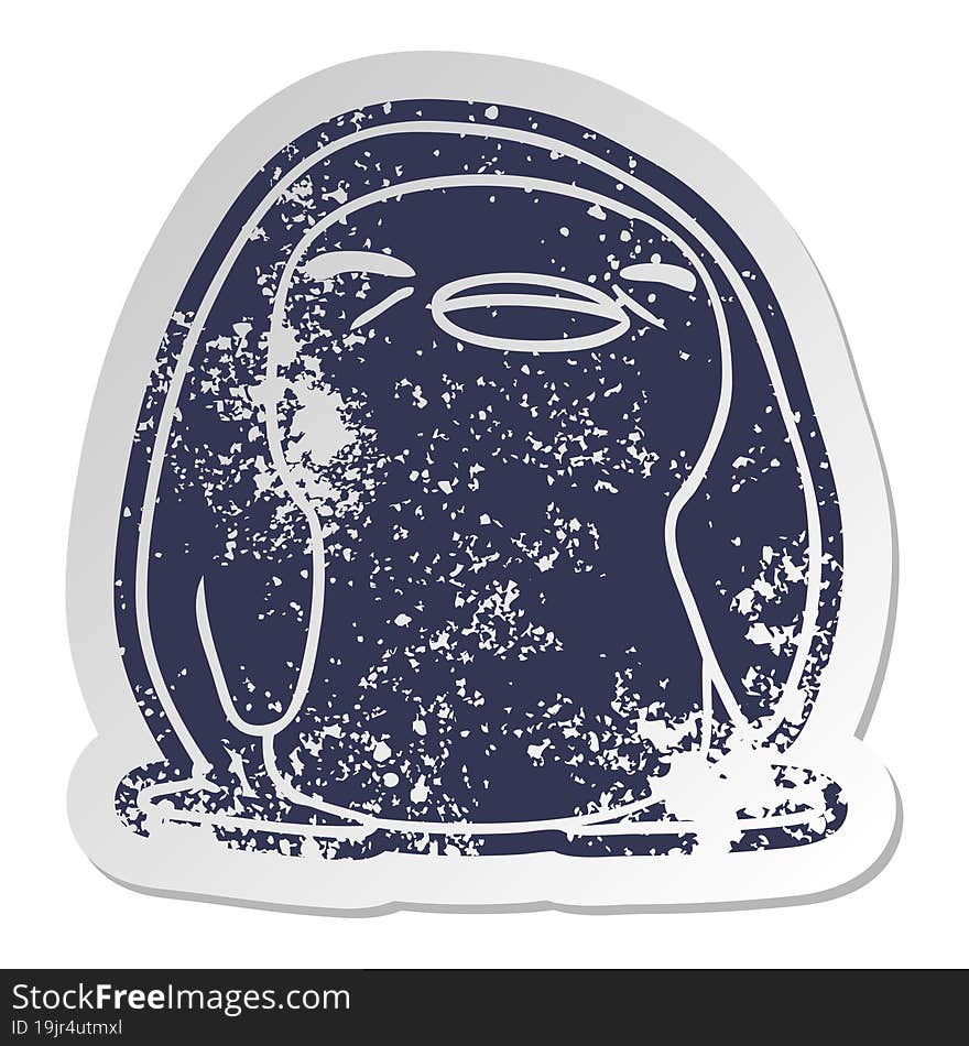 Distressed Old Sticker Kawaii Of A Cute Penguin