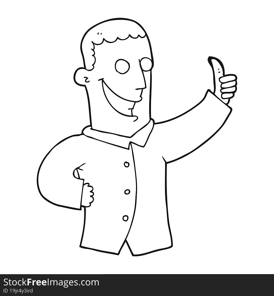 Black And White Cartoon Man Giving Approval