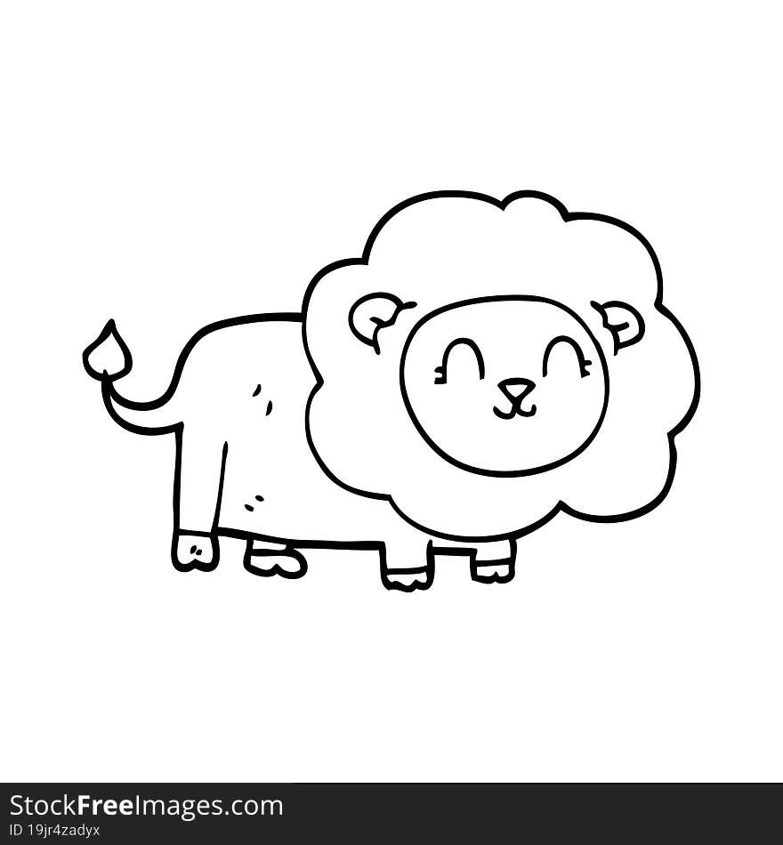 line drawing cartoon happy lion