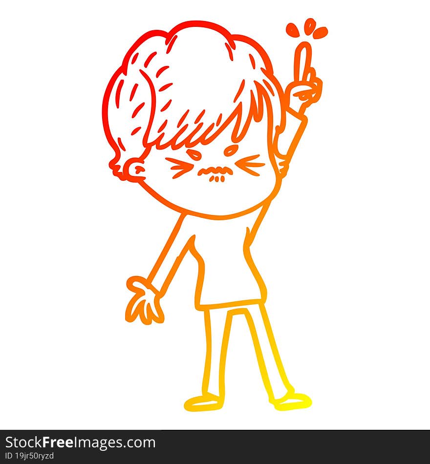 warm gradient line drawing cartoon frustrated woman