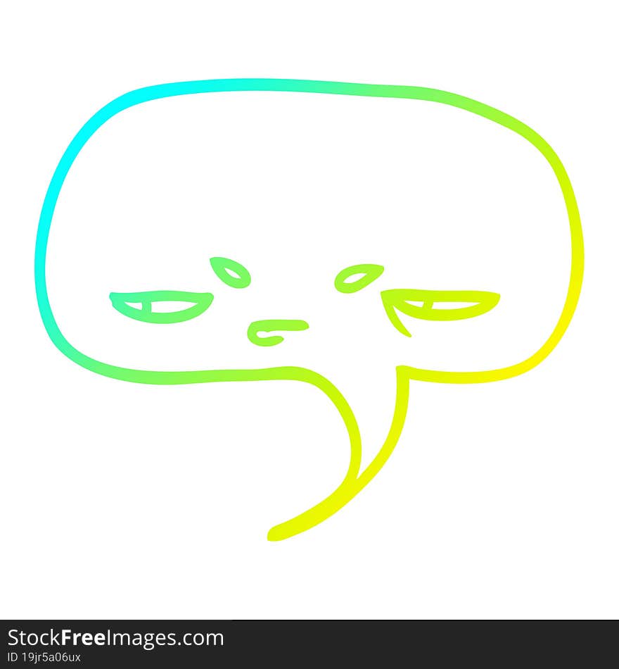 cold gradient line drawing cartoon speech bubble with face