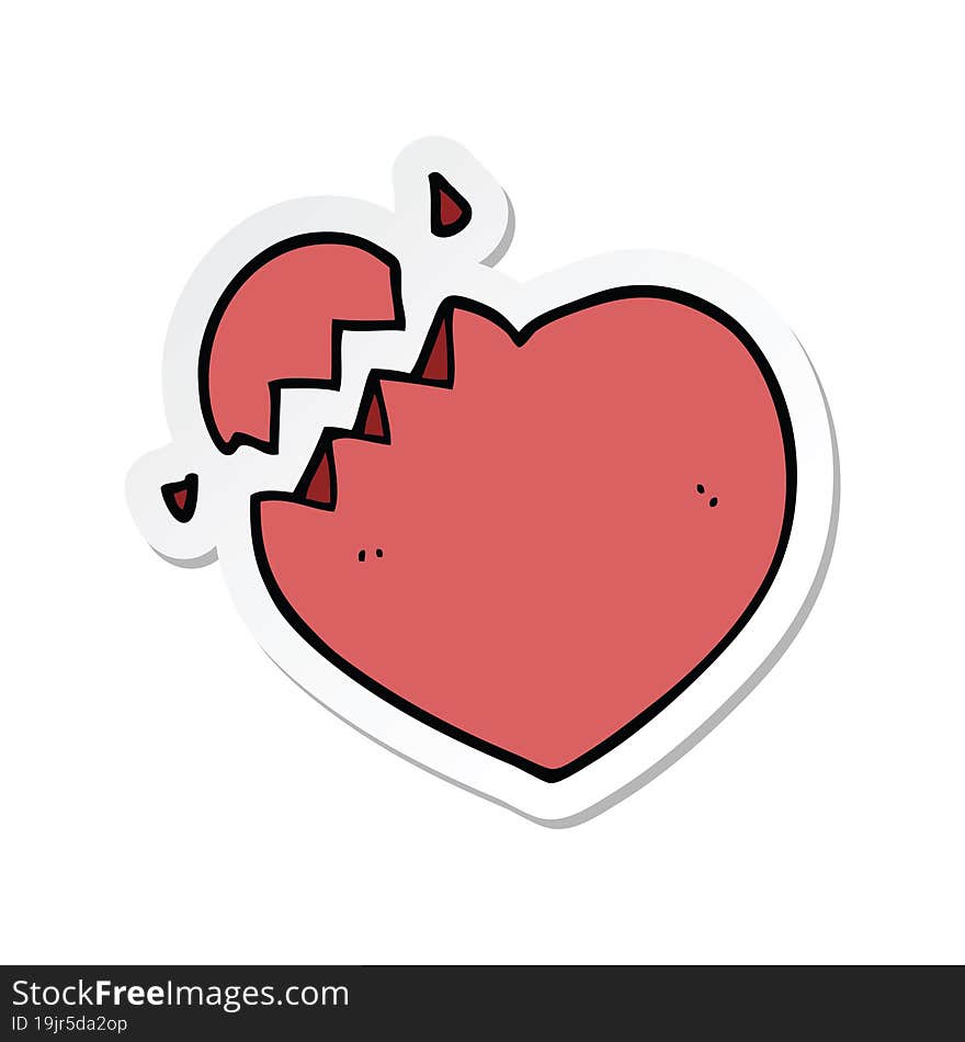 sticker of a cartoon broken heart