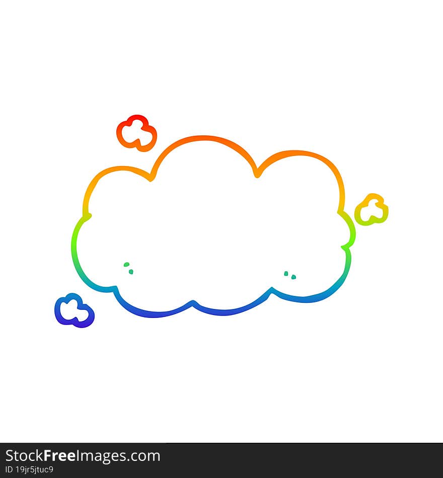 rainbow gradient line drawing cartoon cloud