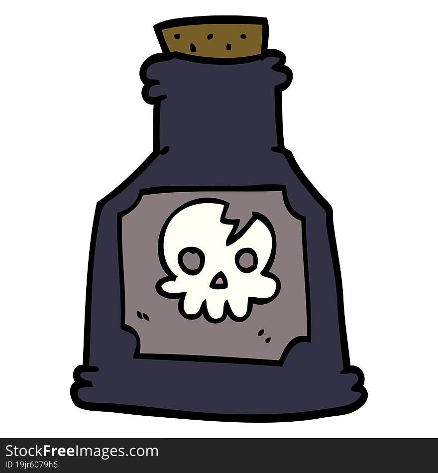 cartoon doodle poison in a bottle