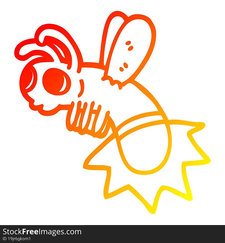 warm gradient line drawing of a cartoon lightning bug