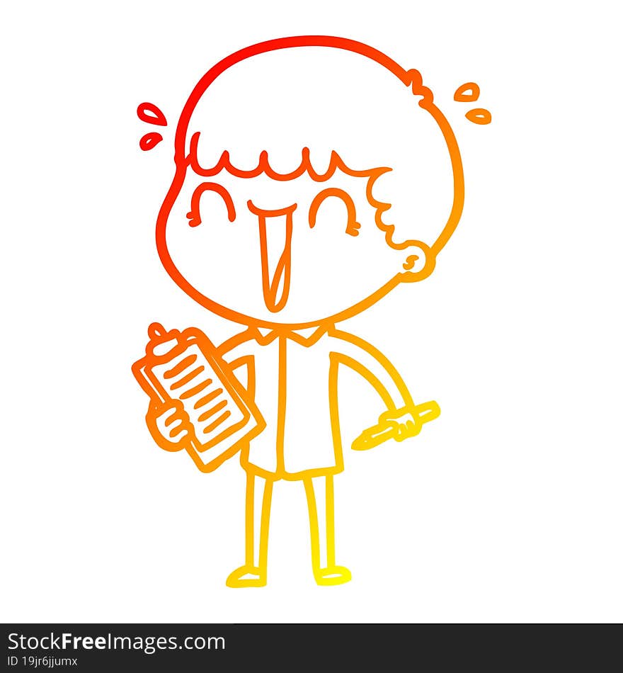 Warm Gradient Line Drawing Laughing Cartoon Man