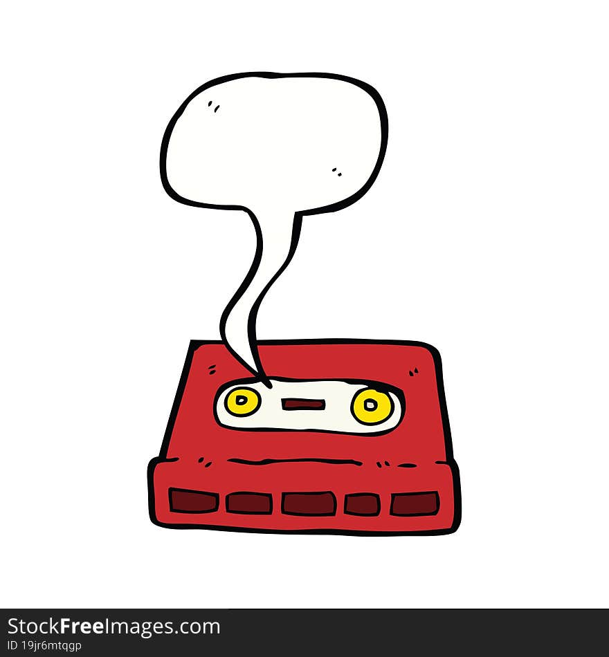 Cartoon Cassette Tape With Speech Bubble