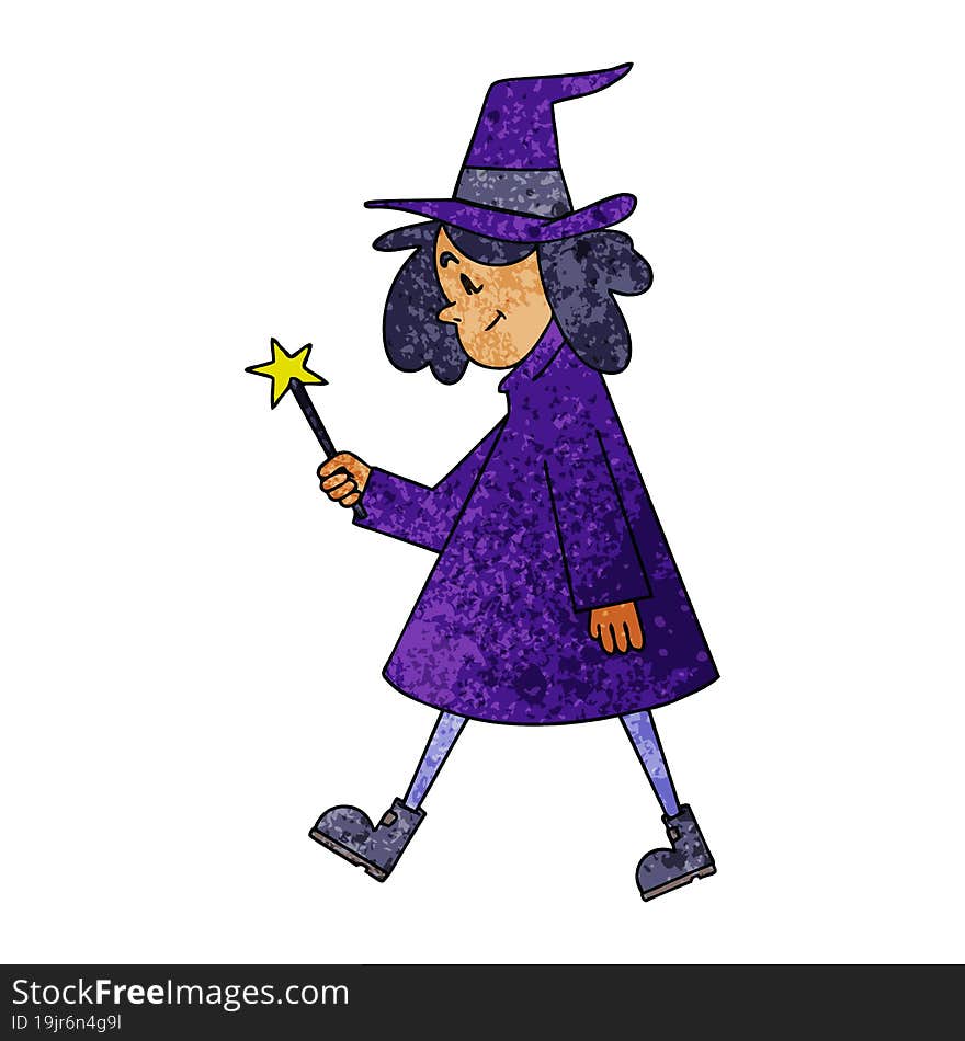 quirky hand drawn cartoon witch