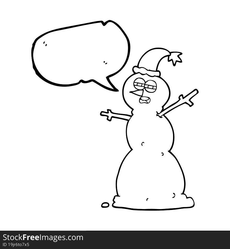 speech bubble cartoon unhappy snowman