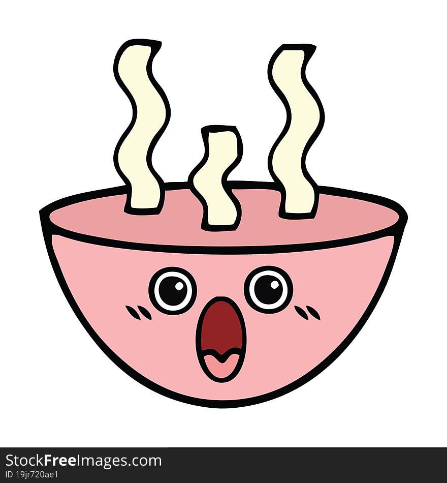 cute cartoon bowl of hot soup