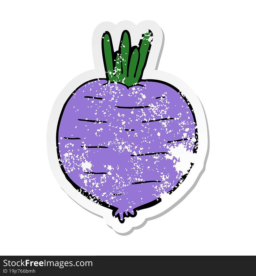 distressed sticker of a cartoon vegetable