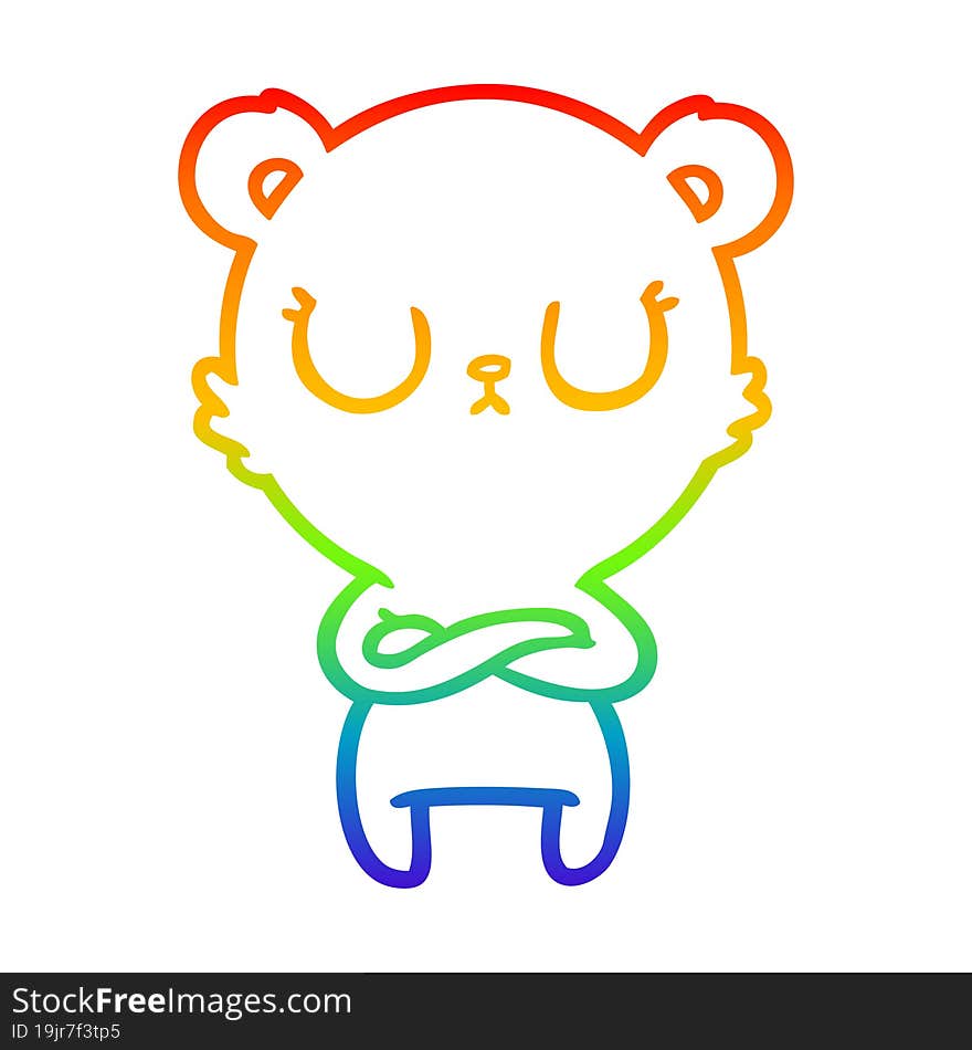 rainbow gradient line drawing peaceful cartoon polar bear