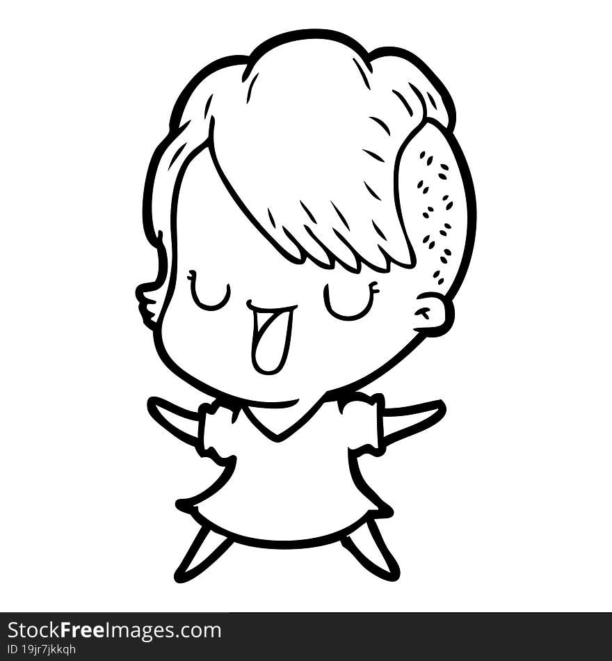 cute cartoon girl with hipster haircut. cute cartoon girl with hipster haircut