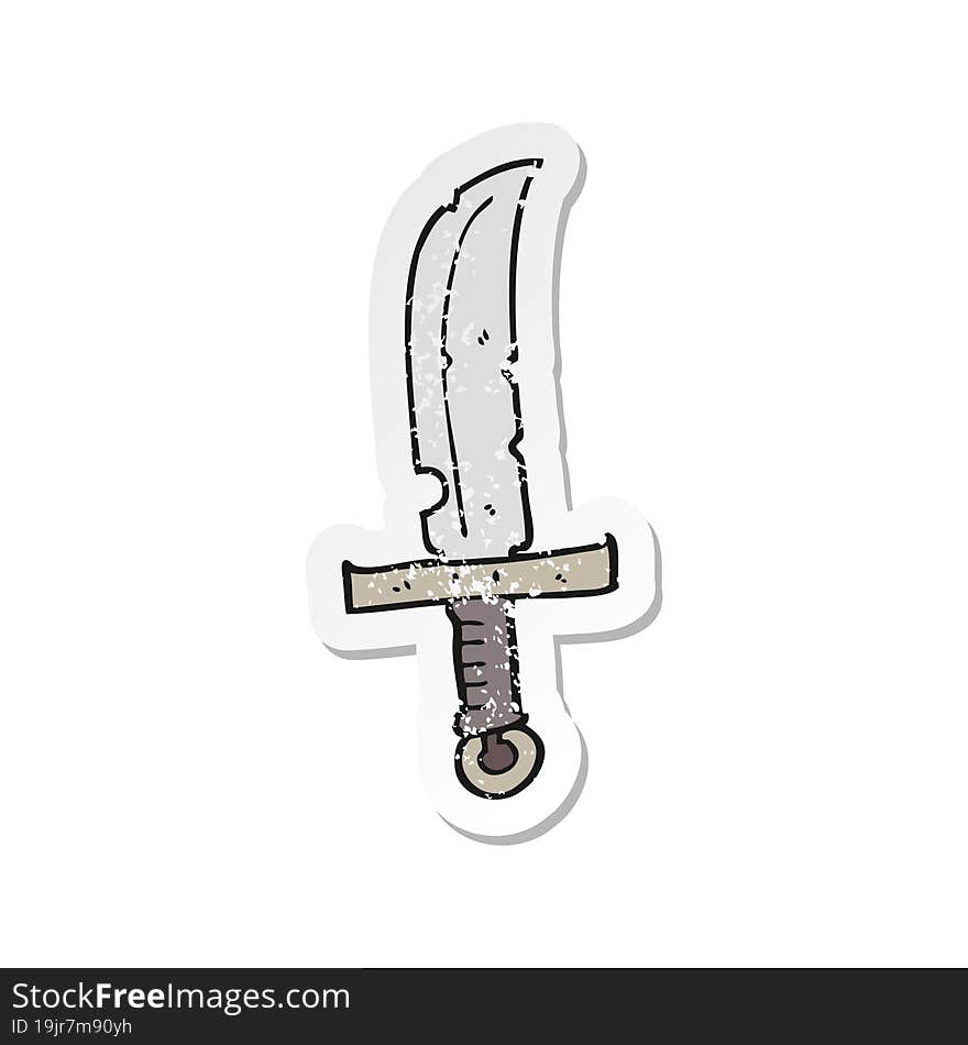 Retro Distressed Sticker Of A Cartoon Knife