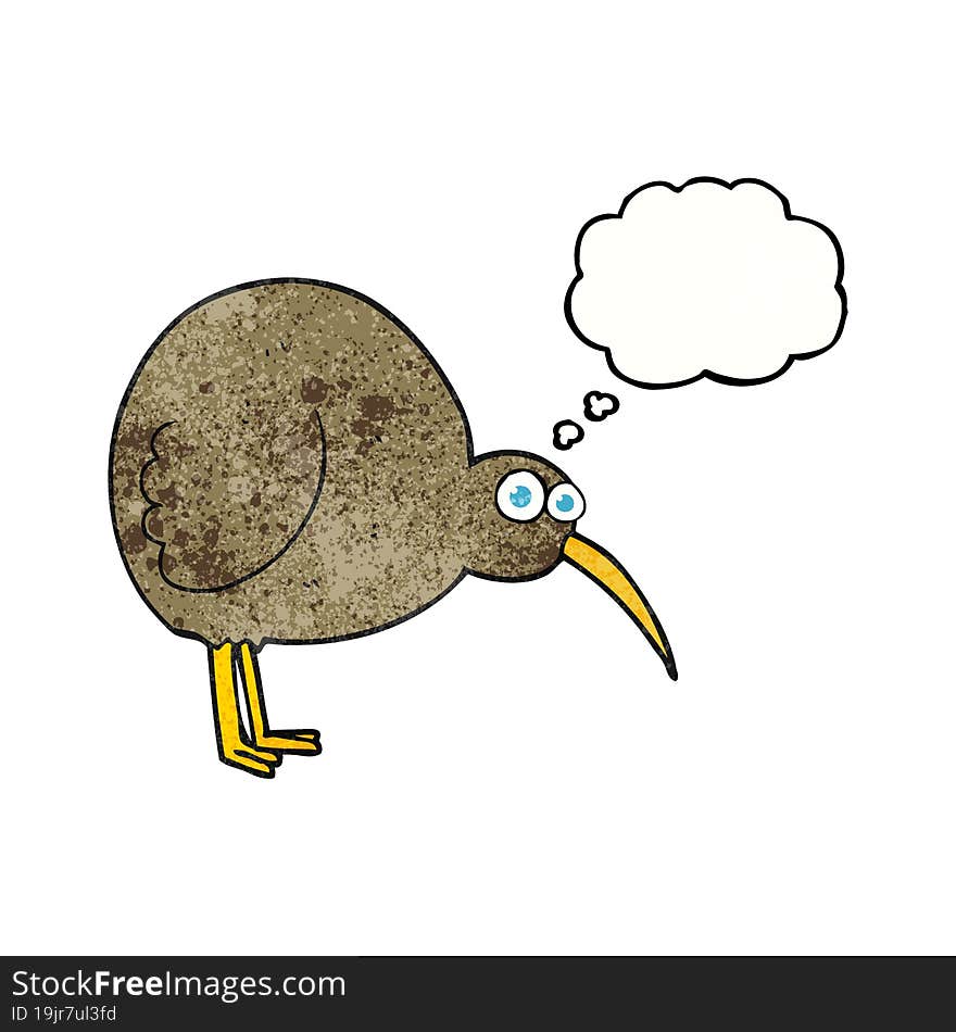 thought bubble textured cartoon kiwi bird