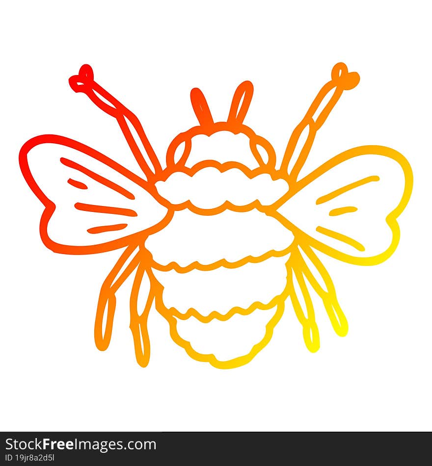 warm gradient line drawing of a cartoon bumble bee